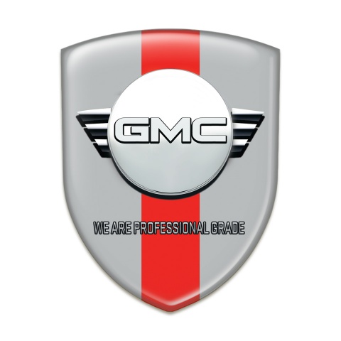 GMC Silicone Car Decal Badge Grey with Red Band and Round Logo 