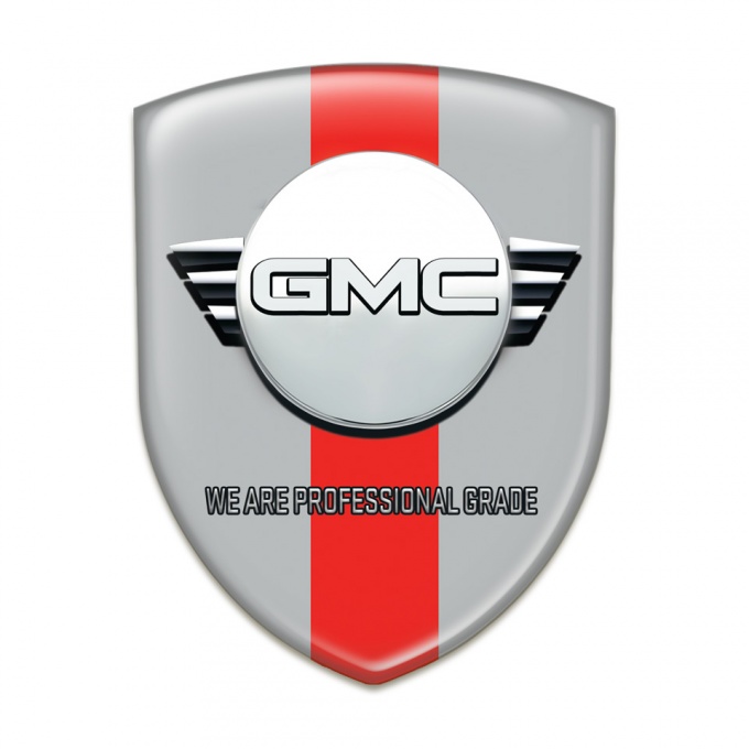 GMC Silicone Car Decal Badge Grey with Red Band and Round Logo 