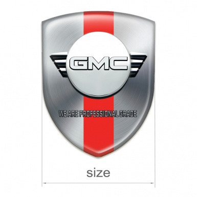 GMC Silicone Badge Silver with Red Band and Round Logo 