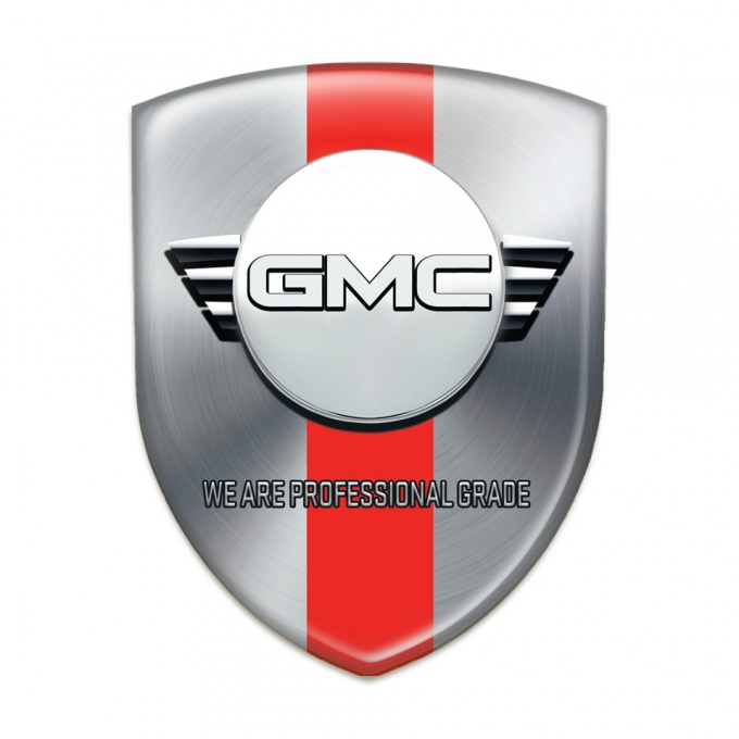 GMC Silicone Badge Silver with Red Band and Round Logo 