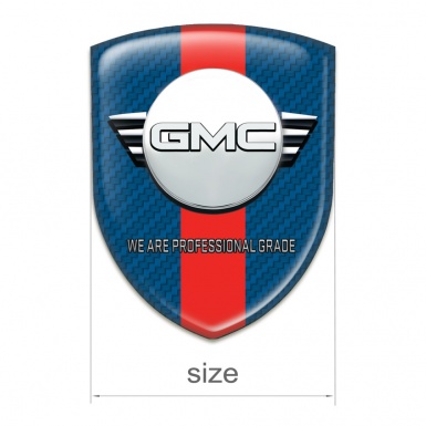 GMC Self Adhesive Emblem Logo Navy Blue Carbon with Red Band and Round Logo 
