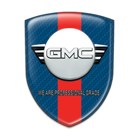GMC Self Adhesive Emblem Logo Navy Blue Carbon with Red Band and Round Logo 