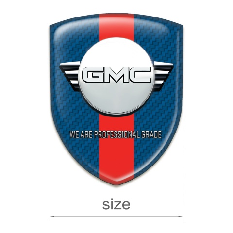 GMC Self Adhesive Emblem Logo Navy Blue Carbon with Red Band and Round Logo 