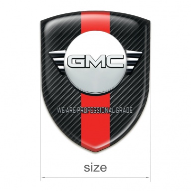 GMC Resin Sticker Black Fibers with Red Band and Round Logo 