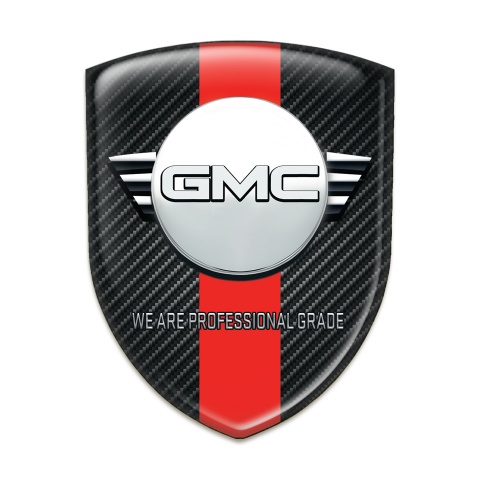 GMC Resin Sticker Black Fibers with Red Band and Round Logo 