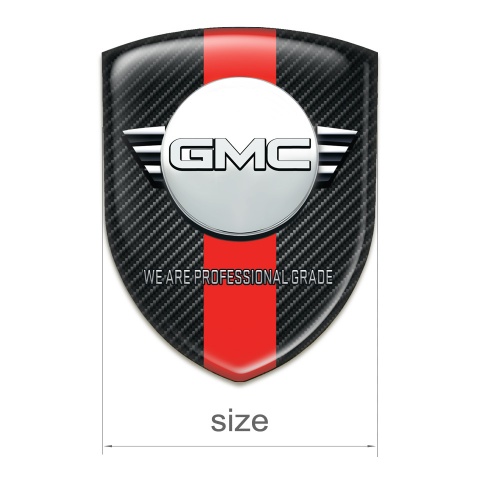 GMC Resin Sticker Black Fibers with Red Band and Round Logo 