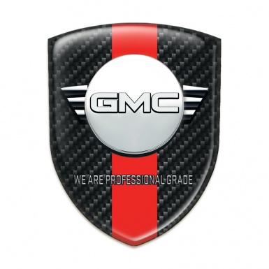 GMC 3D Gel Emblem Dark Carbon with Red Band and Round Logo 