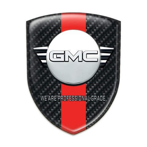GMC 3D Gel Emblem Dark Carbon with Red Band and Round Logo 