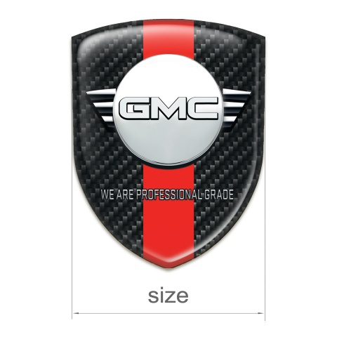 GMC 3D Gel Emblem Dark Carbon with Red Band and Round Logo 