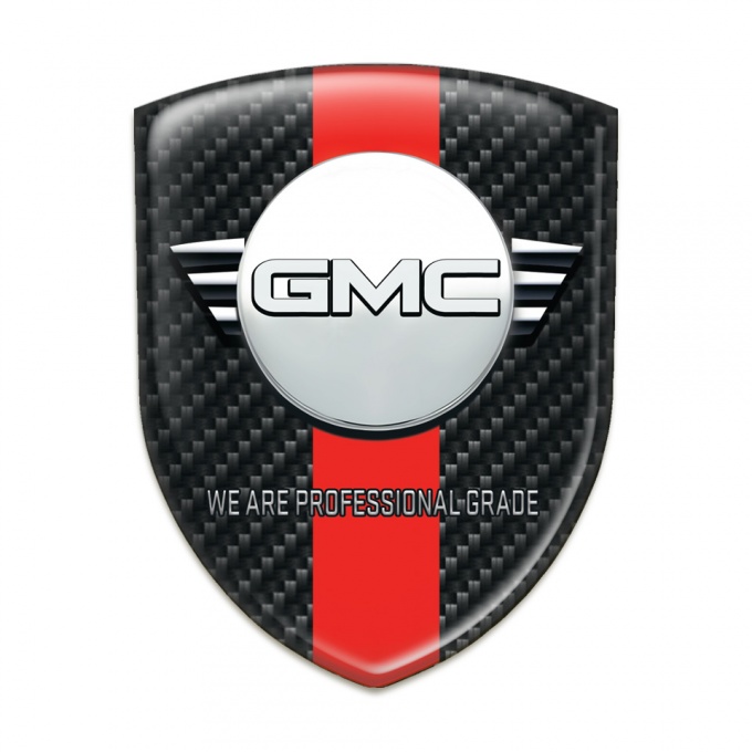 GMC 3D Gel Emblem Dark Carbon with Red Band and Round Logo 