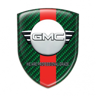 GMC Emblem Exterior Green Carbon Red band and Round Logo 