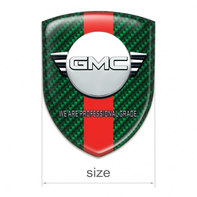 GMC Emblem Exterior Green Carbon Red band and Round Logo 
