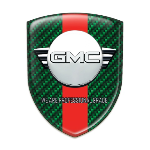 GMC Emblem Exterior Green Carbon Red band and Round Logo 