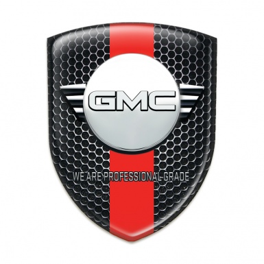 GMC Car Accessories Badge Perforated Steel with Red Band and Round Logo 