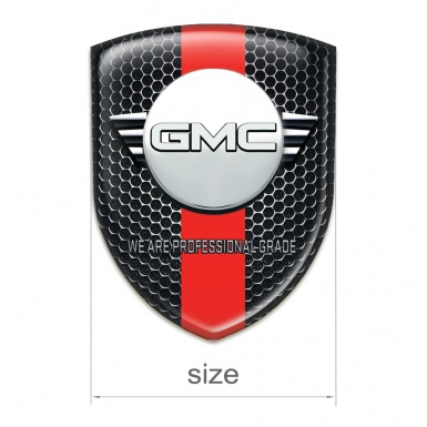 GMC Car Accessories Badge Perforated Steel with Red Band and Round Logo 