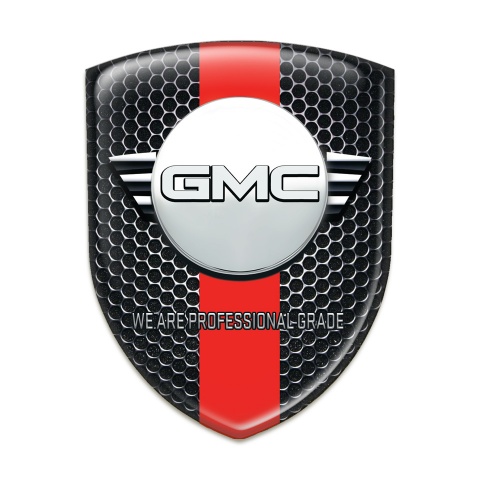 GMC Car Accessories Badge Perforated Steel with Red Band and Round Logo 