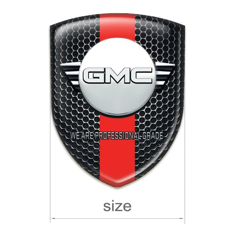 GMC Car Accessories Badge Perforated Steel with Red Band and Round Logo 
