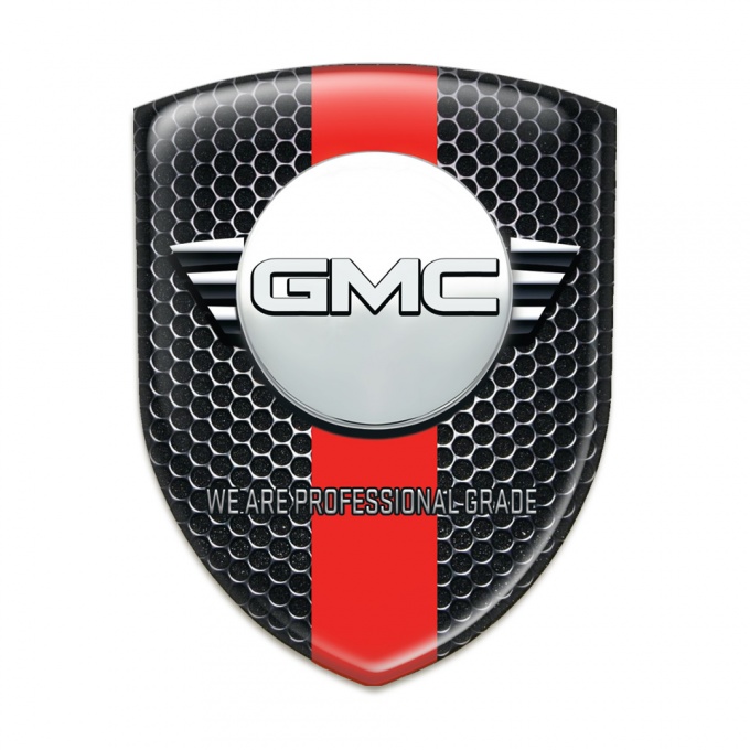 GMC Car Accessories Badge Perforated Steel with Red Band and Round Logo 