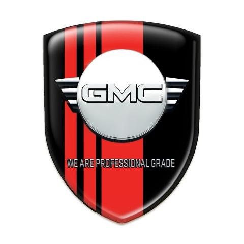 GMC Self Adhesive Car logo Emblem Black with Red Tapes and Round Logo 