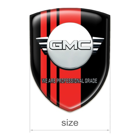 GMC Self Adhesive Car logo Emblem Black with Red Tapes and Round Logo 
