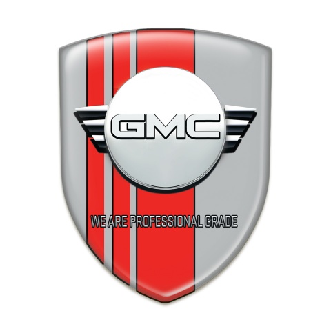 GMC Silicone Car Decal Badge Grey with Red Tapes Edition 