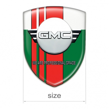GMC Emblem Badge Logo Green White with Red Tapes and Round Logo 