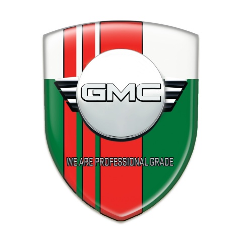 GMC Emblem Badge Logo Green White with Red Tapes and Round Logo 