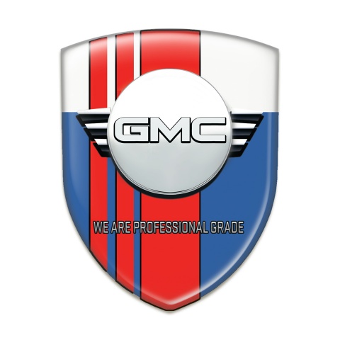 GMC Logo Emblem Blue White with Red Tapes and Round Logo 
