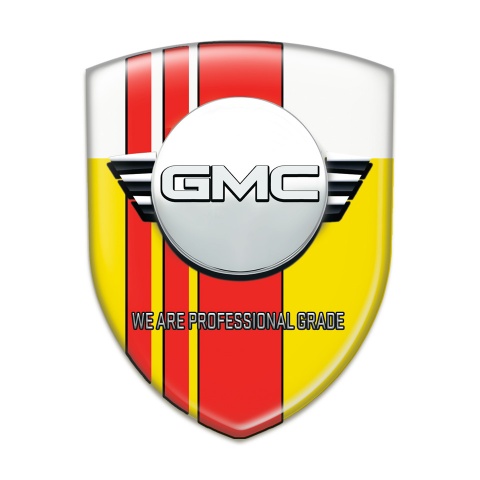 GMC Tuning Emblem Yellow White with Red Tapes and Round Logo 