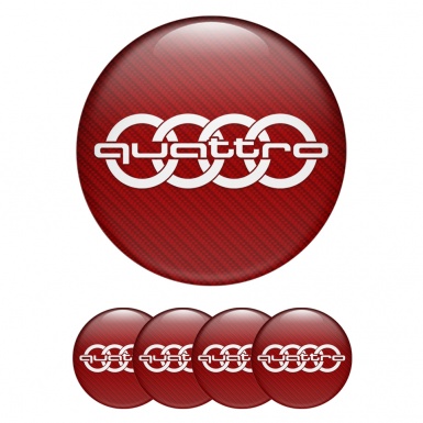 Audi Wheel Emblems for Center Caps Red Carbon