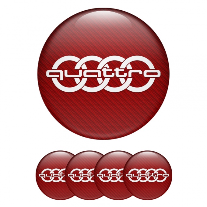 Audi Wheel Emblems for Center Caps Red Carbon