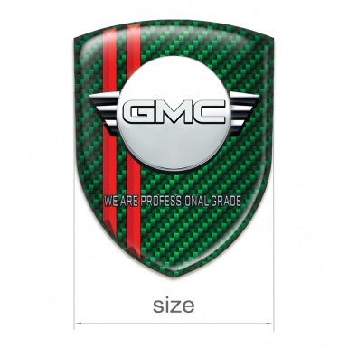 GMC Tuning Emblem Green Carbon with Red Lines and Round Logo 