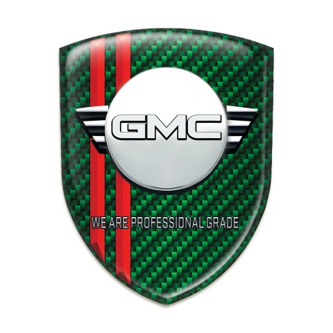 GMC Tuning Emblem Green Carbon with Red Lines and Round Logo 