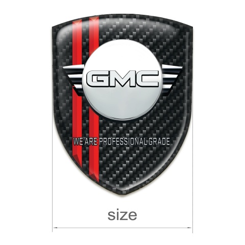 GMC Self Adhesive Emblem Logo Black Fibers with Red Lines and Round Logo 