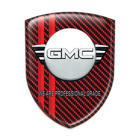 GMC Domed Emblem Red Carbon with Red Lines and Round logo 
