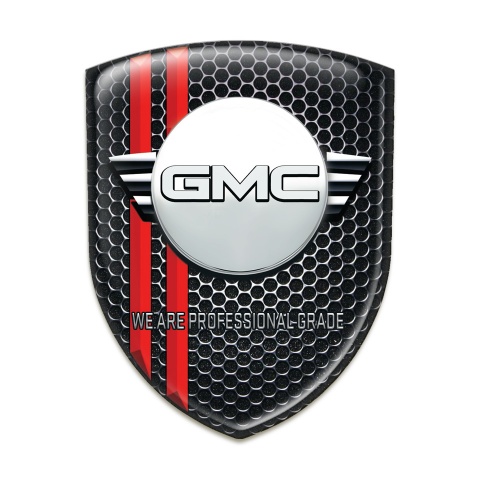 GMC Silicone Emblem Perforated Steel with Red Lines and Round Logo 