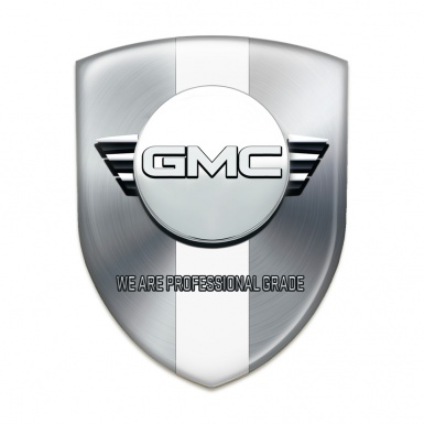GMC 3D Gel Emblem Silver with White Ribbon Version 