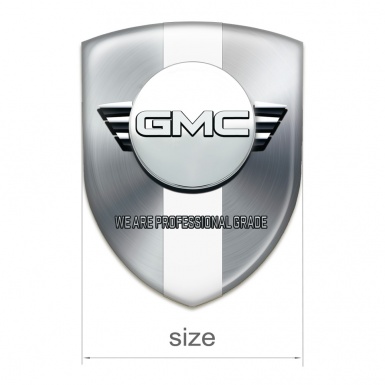 GMC 3D Gel Emblem Silver with White Ribbon Version 