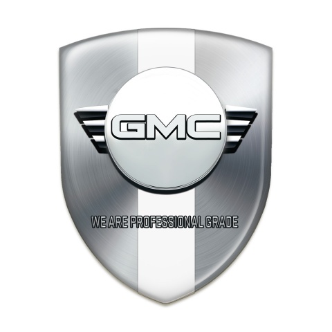 GMC 3D Gel Emblem Silver with White Ribbon Version 