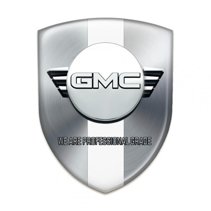 GMC 3D Gel Emblem Silver with White Ribbon Version 