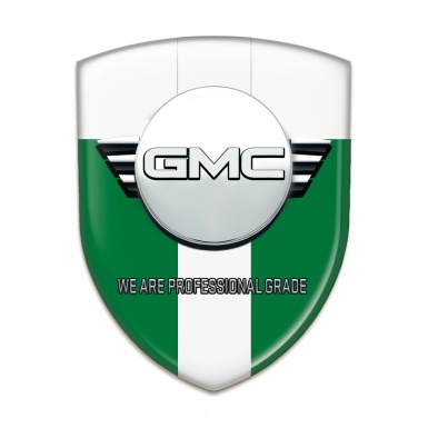 GMC Self Adhesive Car logo Emblem Green White with White Ribbon Version 