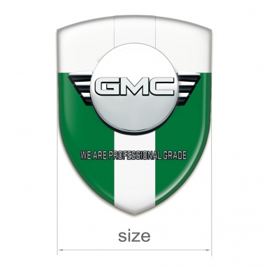 GMC Self Adhesive Car logo Emblem Green White with White Ribbon Version 