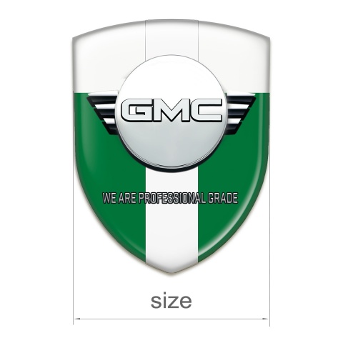 GMC Self Adhesive Car logo Emblem Green White with White Ribbon Version 