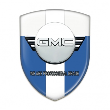 GMC Silicone Car Decal Badge Blue White with White Ribbon Version 