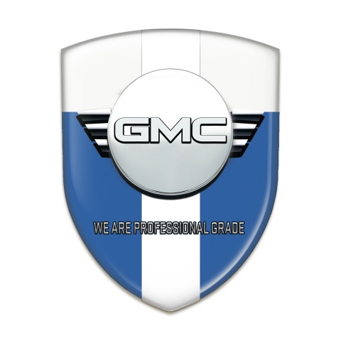GMC Silicone Car Decal Badge Blue White with White Ribbon Version 