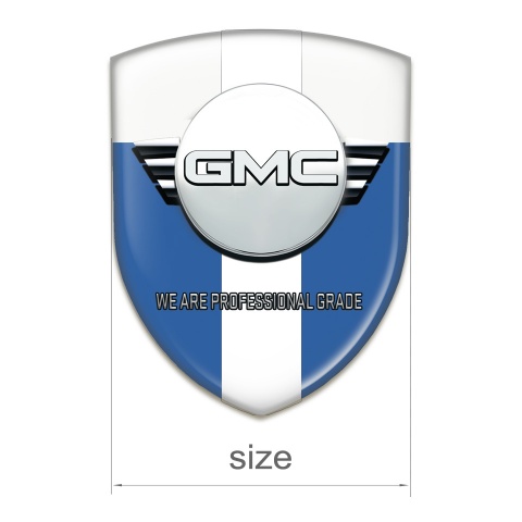 GMC Silicone Car Decal Badge Blue White with White Ribbon Version 