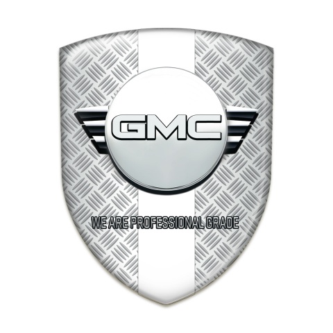 GMC Emblem Badge Logo Grid Effect with White Ribbon Version 