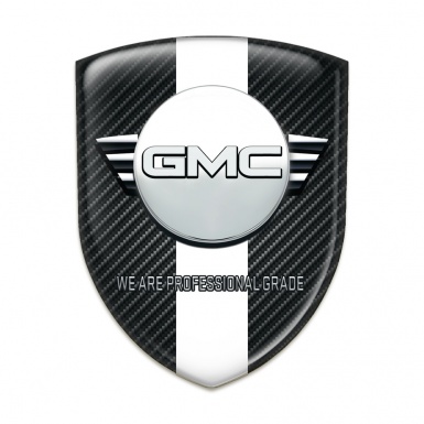 GMC Emblem Badge Logo Dark Carbon with White Ribbon Version 