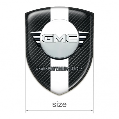 GMC Emblem Badge Logo Dark Carbon with White Ribbon Version 