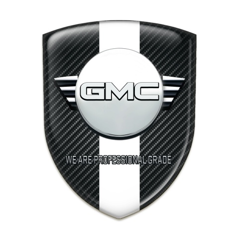 GMC Emblem Badge Logo Dark Carbon with White Ribbon Version 